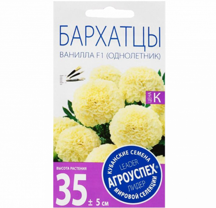 ЛТ Бархатцы Ванилла (крупные кремовые) 5шт
