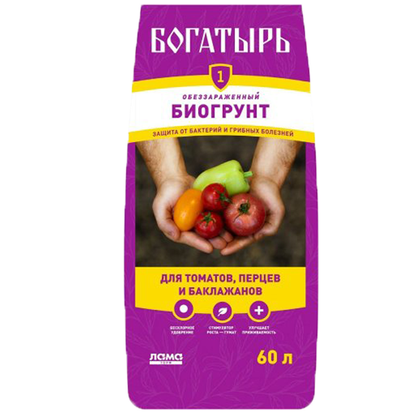 Биогрунт для томатов, перцев и баклажанов "Богатырь", 60 л