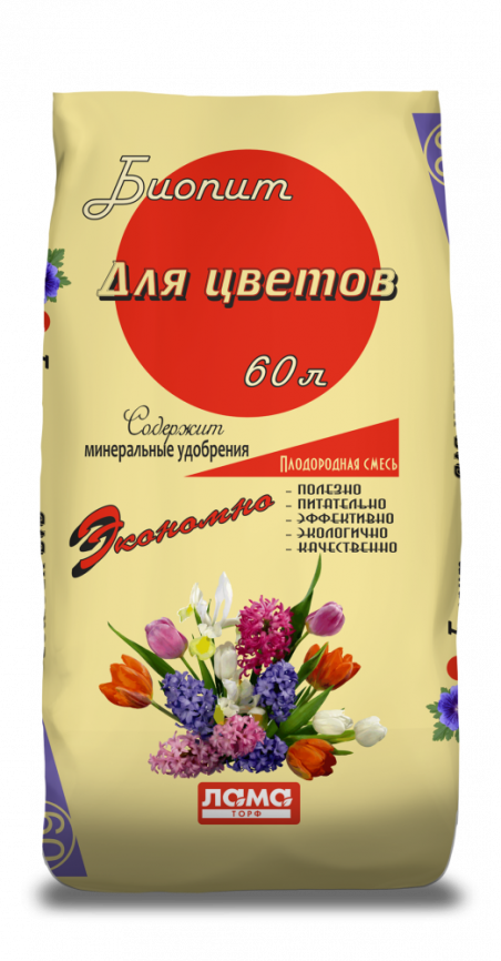 Плодородная смесь Биопит "Для цветов" 60л.,