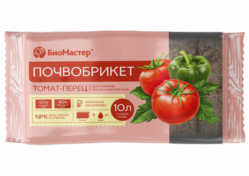 Почвобрикет Томат и перец 10л БиоМастер